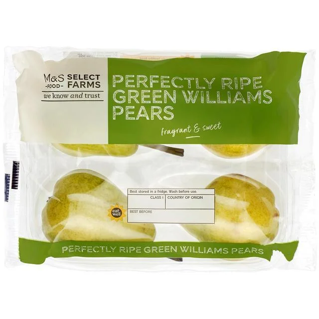 M&S Green Williams Pears Perfectly Ripe   4 per pack