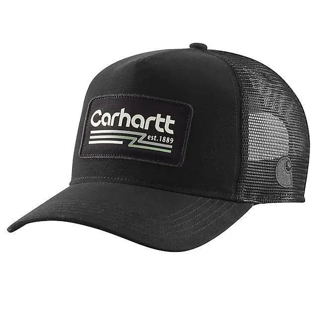 Canvas Mesh Back 1889 Patch Cap - Black