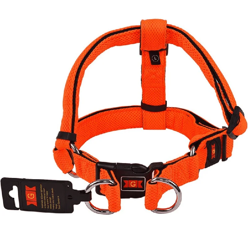 1. **Pet collar with custom engraving**Glenand Nylon Mesh Adjustable Harness for Dogs (Orange)